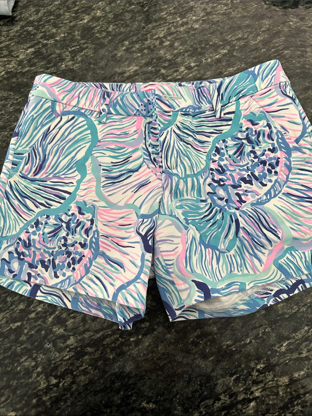 Lilly Pulitzer Floral Wave Print Shorts in Blue & Pink